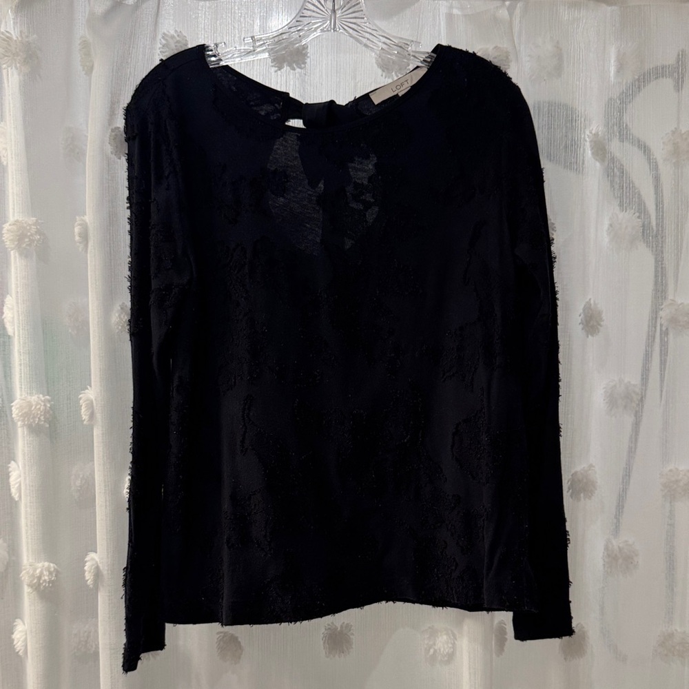 LOFT Black Textured Women's Blouse